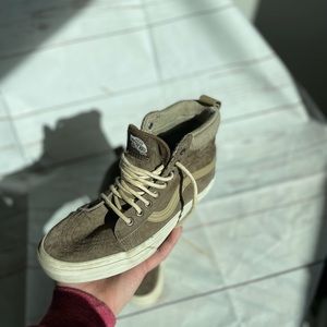 Brown and tan high top scotchgard vans. Men’s 7.5 and women’s 9.